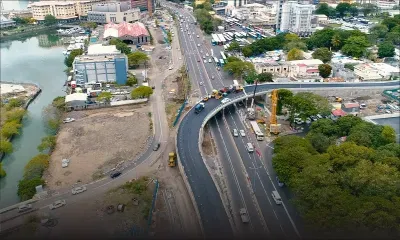 Port-Louis : l’autopont Decaen vu du ciel  