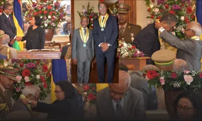 Présidence et vice-présidence : Dharam Gokhool et Robert Hungley prêtent serment devant la Cheffe juge et reçoivent les distinctions GCSK et GOSK