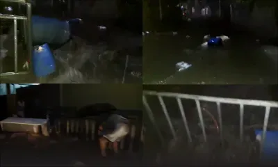 Avis de fortes pluies : une rue se transforme en rivière en crue à Tranquebar 