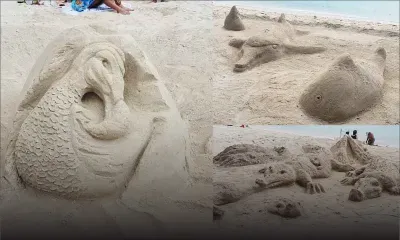 Flic-en-Flac : des sculptures de sable à la pelle 