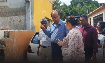 Intempéries : le ministre Obeegadoo visite Résidence Richelieu