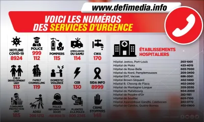 Voici les numéros des services d’urgence