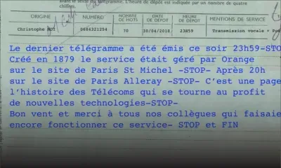 Stop final pour le service des télégrammes en France