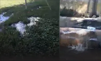 La Marie : un tuyau de la CWA endommagé, l'eau envahit un terrain de foot 