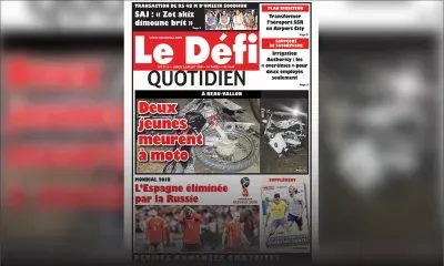Voici la Une du Defi Quotidien de ce lundi 02 juillet 2018