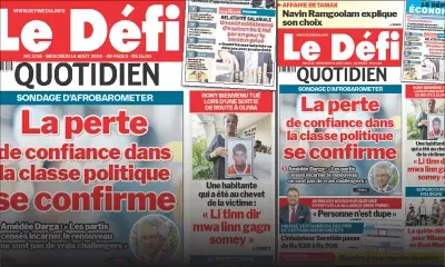 Voici la une du Défi Quotidien de ce Mercredi 14 Août 2024