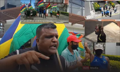 Six personnes manifestent en faveur de Franklin devant les locaux de Radio Plus