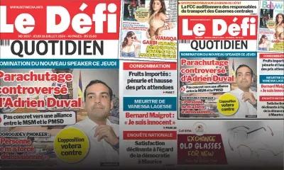 Voici la une du Défi Quotidien de ce Jeudi 18 Juillet 2024