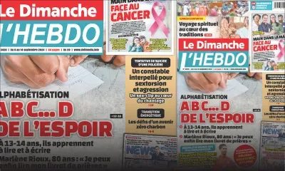 Voici la Une de Le Dimanche/L'Hebdo de ce Dimanche 08 Septembre 2024