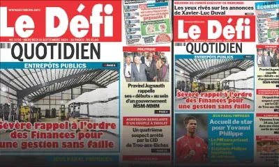 Voici la une du Défi Quotidien de ce Mercredi 11 Septembre 2024