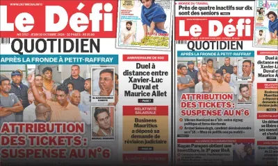 Voici la une du Défi Quotidien de ce Jeudi 10 Octobre 2024