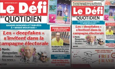 Voici la une du Défi Quotidien de ce Mardi 29 Octobre 2024