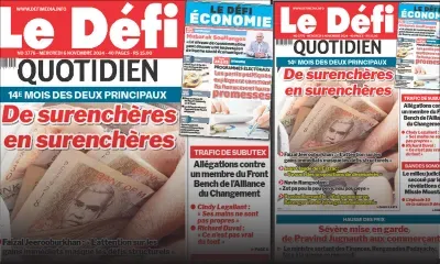 Voici la une du Défi Quotidien de ce Mercredi 06 Novembre 2024