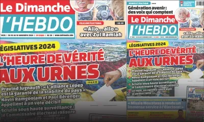 Voici la Une de Le Dimanche/L'Hebdo de ce Dimanche 10 Novembre 2024
