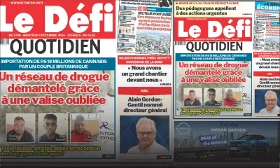 Voici la une du Défi Quotidien de ce Mercredi 04 Décembre 2024