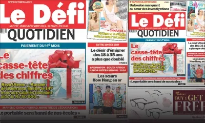 Voici la une du Défi Quotidien de ce Jeudi 05 Décembre 2024