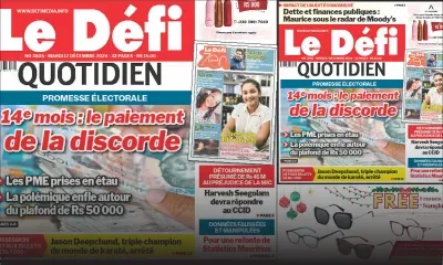 Voici la une du Défi Quotidien de ce Mardi 17 Décembre 2024