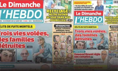 Voici la Une de Le Dimanche/L'Hebdo de ce Dimanche 29 Décembre 2024