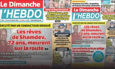 Voici la Une de Le Dimanche/L'Hebdo de ce Dimanche 12 Janvier 2025