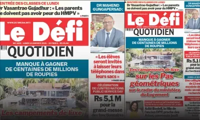 Voici la une du Défi Quotidien de ce Lundi 13 Janvier 2025