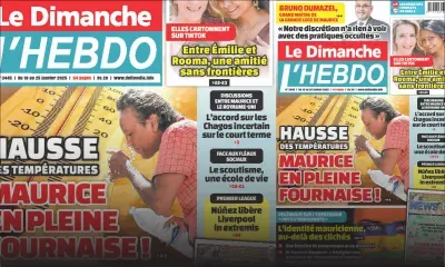 Voici la Une de Le Dimanche/L'Hebdo de ce Dimanche 19 Janvier 2025