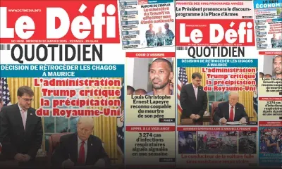 Voici la une du Défi Quotidien de ce Mercredi 22 Janvier 2025