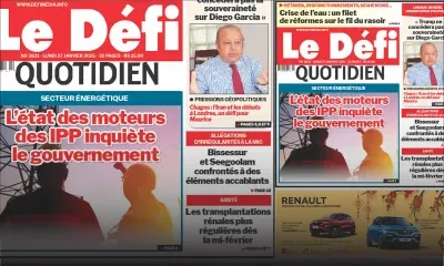 Voici la une du Défi Quotidien de ce Lundi 27 Janvier 2025