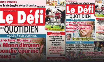 Voici la une du Défi Quotidien de ce Vendredi 01 Mars 2024