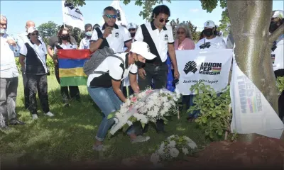 Fête du Travail : dépôts de gerbes de Linion pep morisien à Sorèze