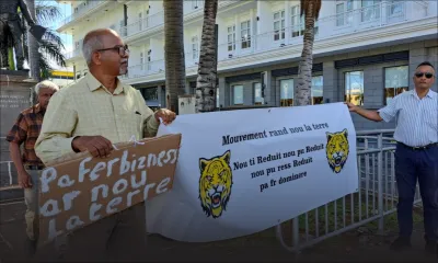 Manifestation du mouvement «Ranne nou later» devant le Parlement