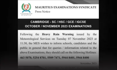 Avis de fortes pluies/examens SC, HSC, GCE et GCSE : trois hotlines à la disposition des candidats