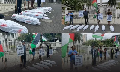 [En images] Port-Louis : Rassemblement de LPM devant le Parlement en soutien au peuple palestinien
