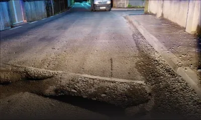 Attention ! Une partie de la route à Belle-Rive, en direction du terminus d'Hermitage, est endommagée  