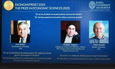 Le Nobel d'économie 2025 décerné à un trio pour ses travaux sur la croissance et l'innovation