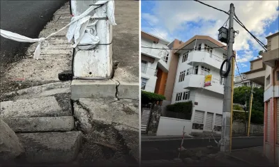 En face du bâtiment de Radio Plus : un poteau menace de s’effondrer