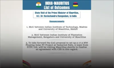 Inde-Maurice : Échanges de protocoles d’accord