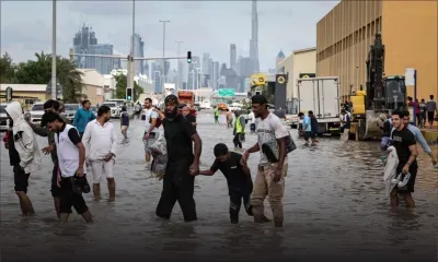Rare tempête aux Emirats arabes unis, inondations et vols perturbés
