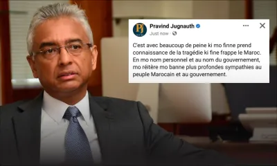 Pravind Jugnauth exprime ses condoléances au peuple marocain touché par un séisme meurtrier