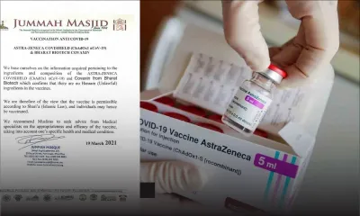 Vaccination contre la Covid-19 : les vaccins AstraZeneca et Covaxin autorisés par la loi islamique, selon la Jummah Masjid