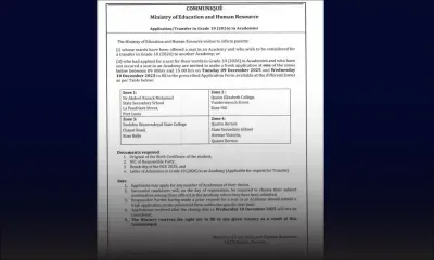 Admissions en Grade 10 (2026) : Nouvel appel à candidatures dans les Académies