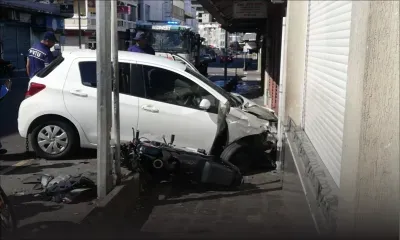 Port-Louis : une voiture percute un motocycliste et finit sa course contre un commerce