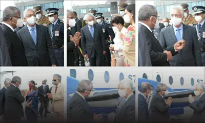 [En images] Une délégation de 10 personnes avec Wavel Ramkalawan, à son arrivée des Seychelles, ce dimanche