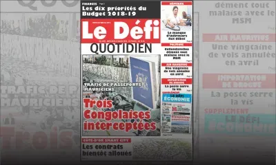 Voici la Une du Defi Quotidien du Mercredi 21 Mars 2018