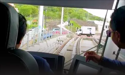 La Butte : Un camion s’arrête et freine la course d'un tram du Metro Express 