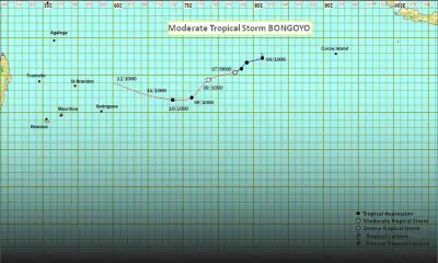Météo : la tempête tropicale modérée Bongoyo très loin à l'est-nord-est de Maurice