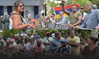 Comparution de Yogida Sawmynaden : des personnes rassemblées devant la cathédrale St-Louis