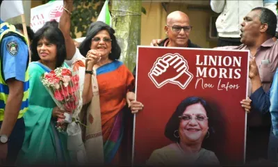 [En images] Élection partielle au n°10 : arrivée de Linion Moris avec sa candidate, Neena Ramdenee