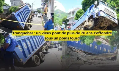 Tranquebar : un vieux pont de plus de 70 ans s’effondre sous un poids lourd