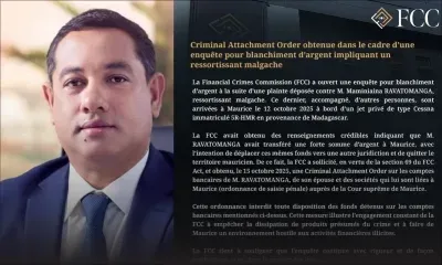 Atterrissage d’un jet privé à Maurice : un Criminal Attachment Order émise contre Maminiaina Ravatomanga