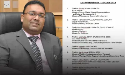 Après la démission de Lutchmeenaraidoo, Yogida Sawmynaden en 5e position dans la hiérarchie gouvernementale